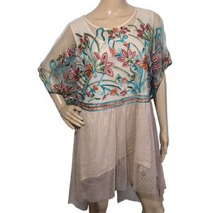 Tassels N Lace Size 1X Top Embroidered Floral Ruffle Chiffon Lace